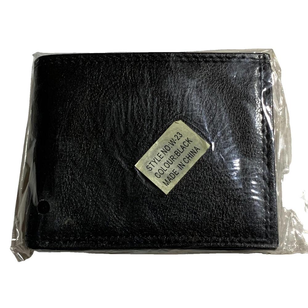 Black‎ Leather Bifold Wallet NEW